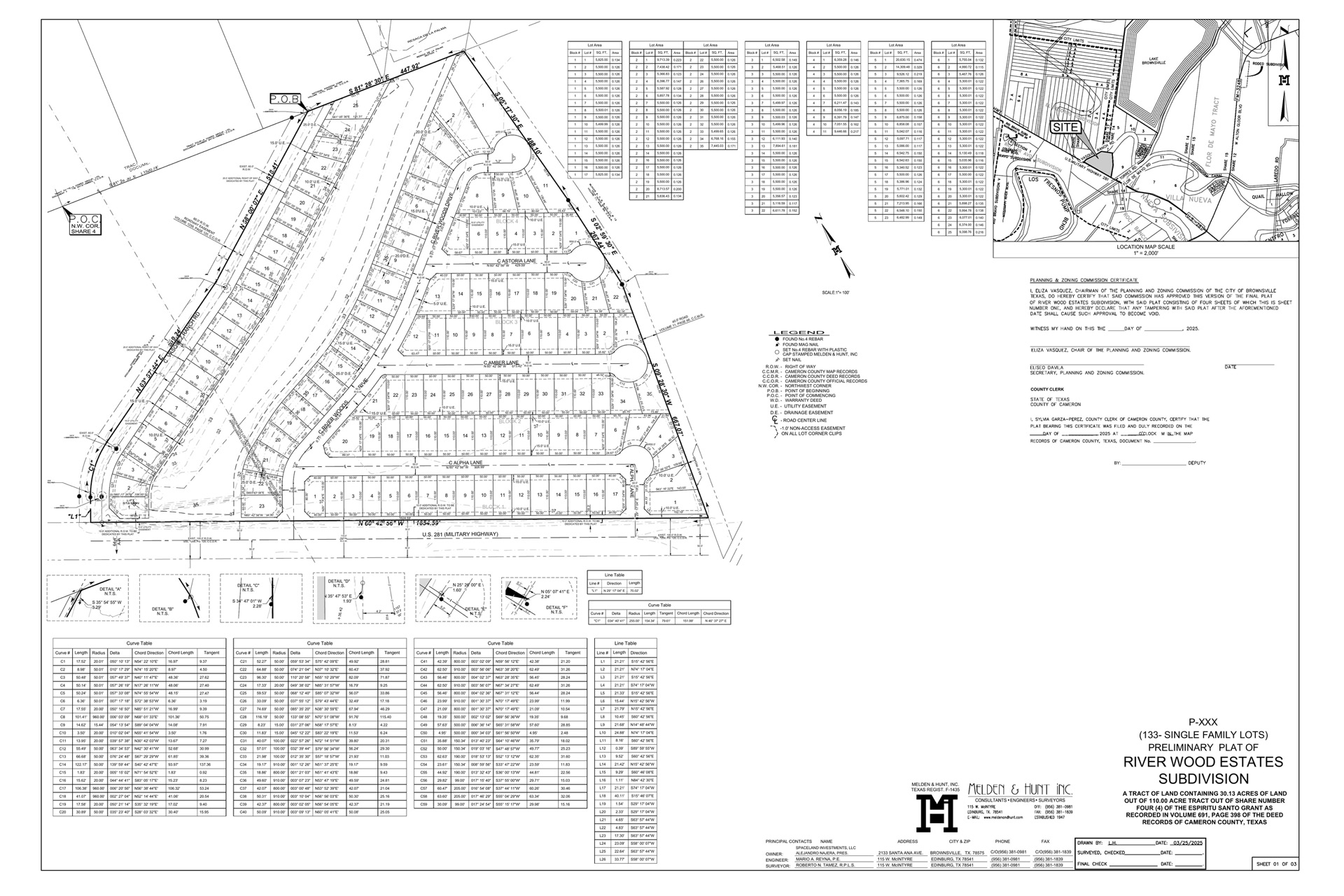 River Wood Estates Subdivision Plat — Vasquez Ranch Rd, Brownsville TX